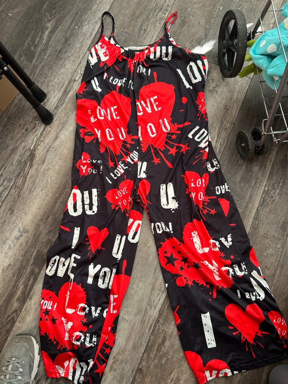 Heart Jumpsuit - I Love You  Size XL Spaghetti Straps  NWT  CacheBox